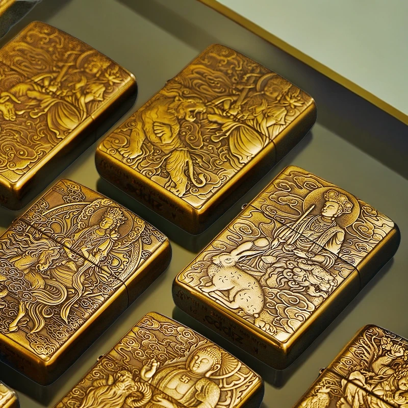 【CC】zippo打火机虚空藏菩萨浮雕盔甲十二生肖集合男士礼物DY9912F