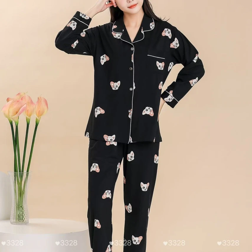 女士特价雨润百合单款单色黑色小熊家居服套装；3328