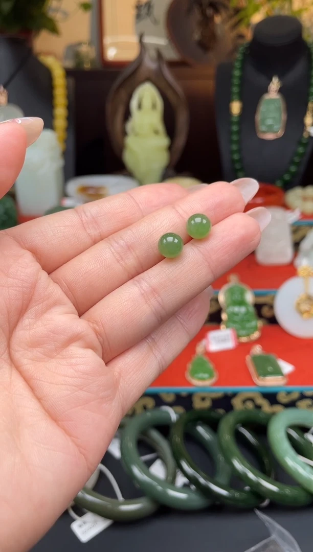 和田玉银S925镶嵌耳饰耳饰f100