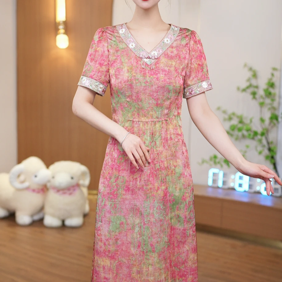GC【直播专享】裙子女夏季2025新款连衣裙中式显瘦国风休闲
