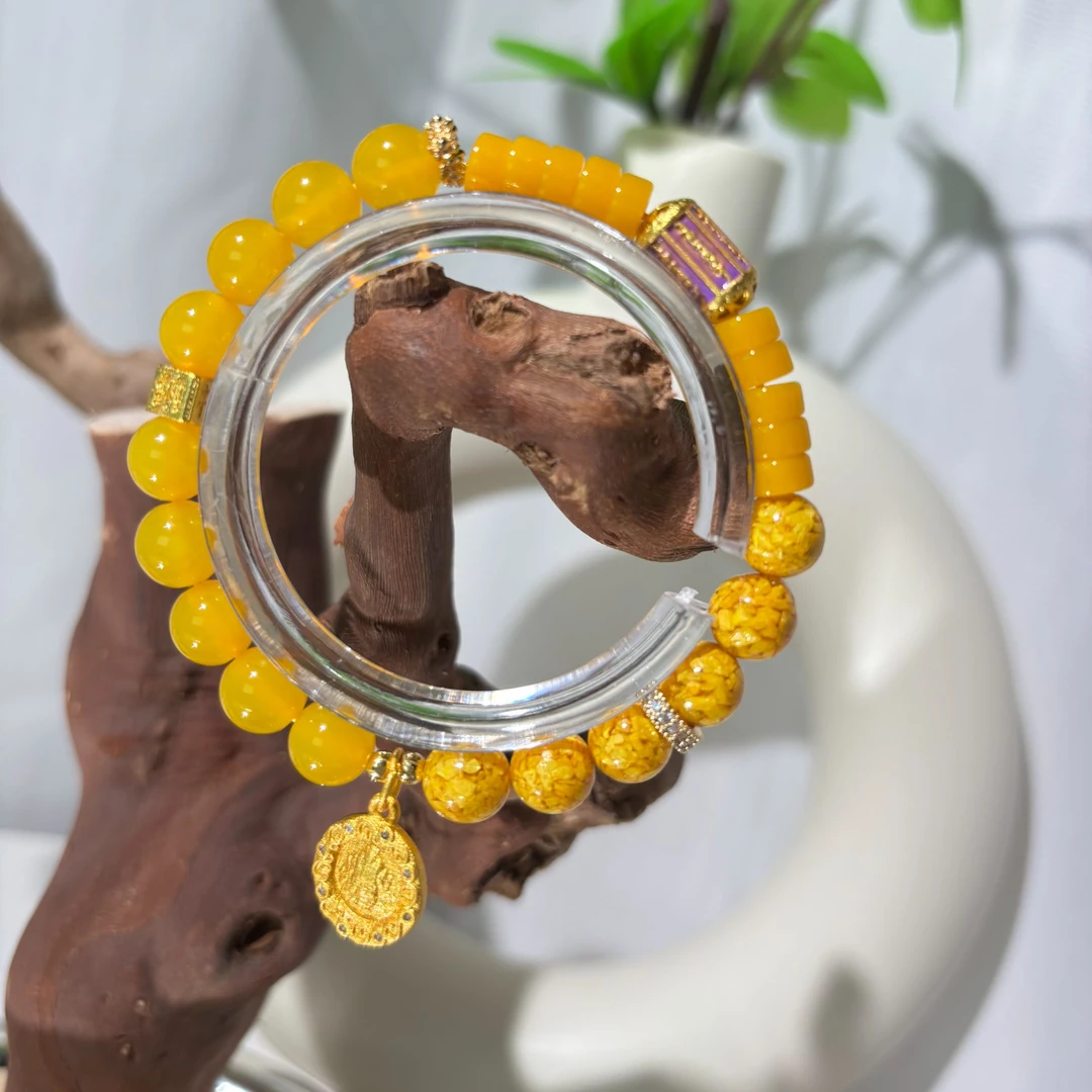 8m精致珐琅桶珠黄玛瑙手链时尚吸睛日常佩戴佳选