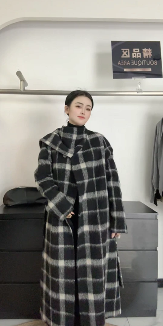 长款常规款女毛呢外套加厚冬季中长款千鸟格百搭 集合链接199~399