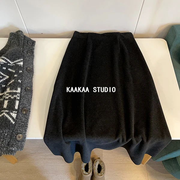 REKAYYAT“佳人”绵羊毛醋酸洋气百搭高级感显瘦宽松舒适半身裙