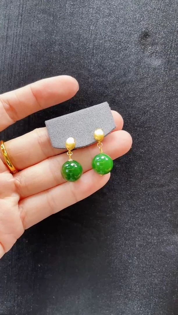 和田玉银S925镶嵌耳钉多样性发一