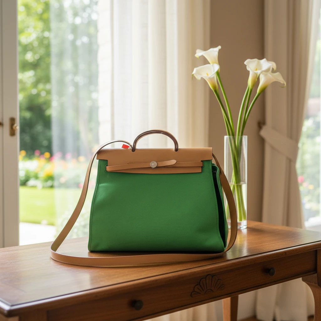 95新 Hermes/爱马仕  绿色herbage单肩包 1752 4073