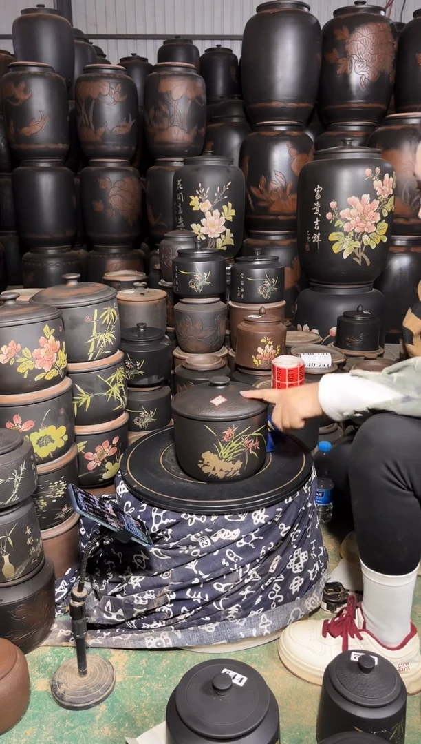 壶完品 茶叶罐 小五饼彩填  20