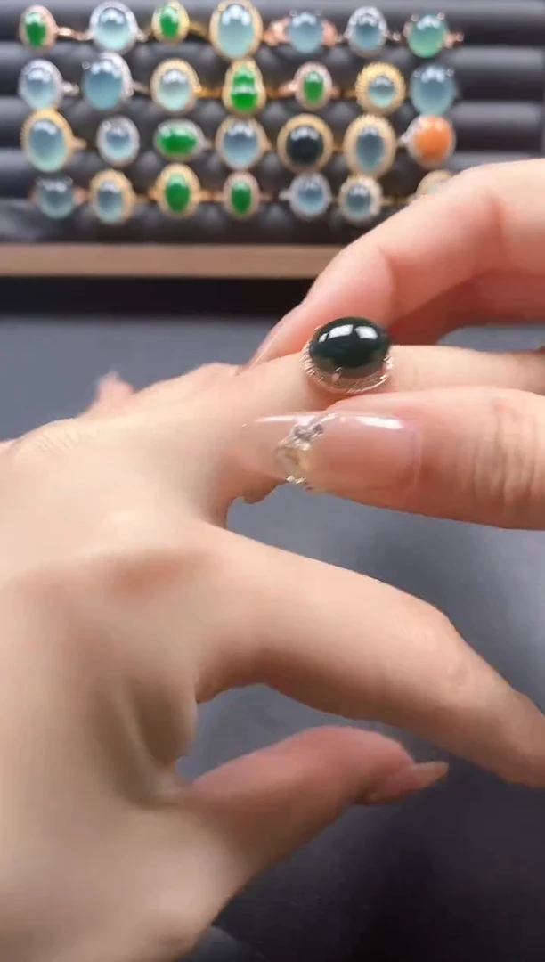 银S925镶嵌戒指翡翠5141