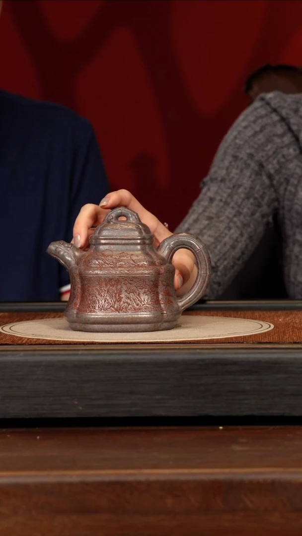 茶壶紫砂宜兴紫砂TJX 手磨天青 竹鼎 36cc