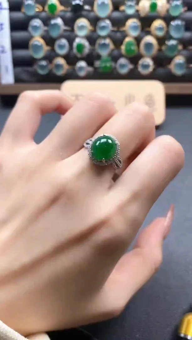 银S925镶嵌戒指翡翠51511