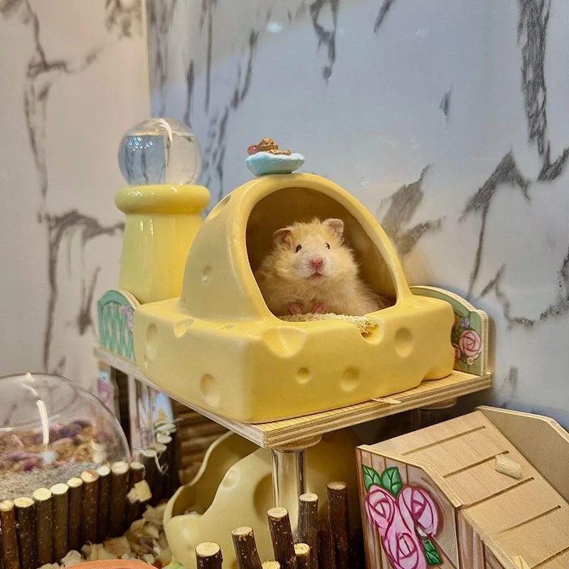 陶瓷仓鼠窝夏天金丝熊冰凉躲避屋解暑降温冰感易清洗小宠奶酪睡窝