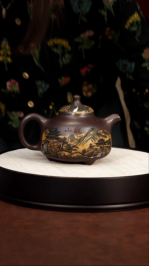 紫砂茶宠宜兴紫砂 三足乳鼎壶 赤龙血砂 赵园静 589