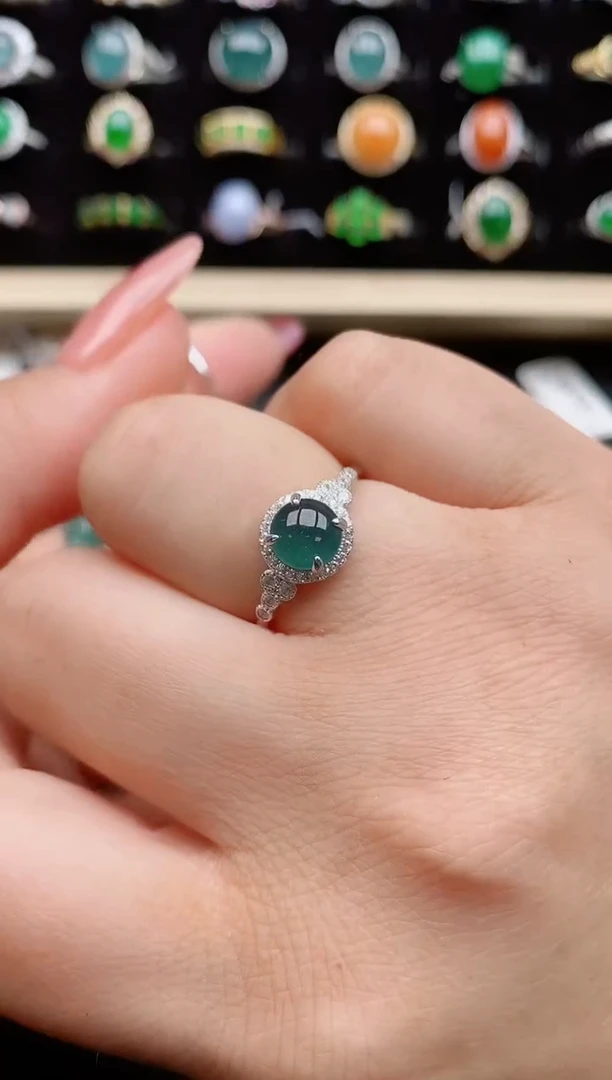 【闪购商品】翡翠戒指银S925镶嵌12121