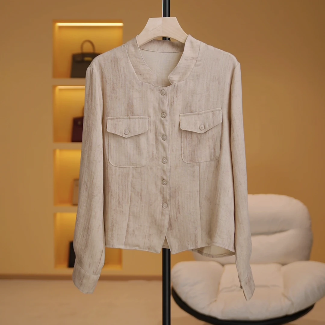春季新款亚麻衬衫休闲9372