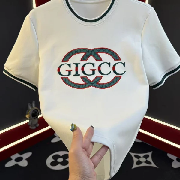 2025夏季新款圓領男士輕奢休閑半袖修身設計師刺繡T恤9119款1111