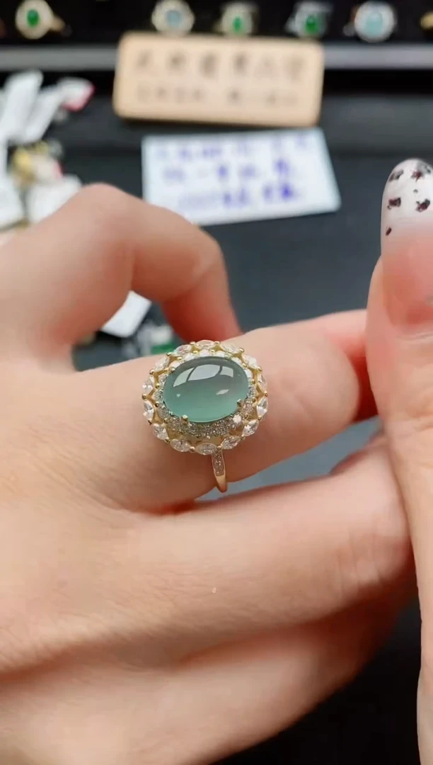 银S925镶嵌戒指翡翠1