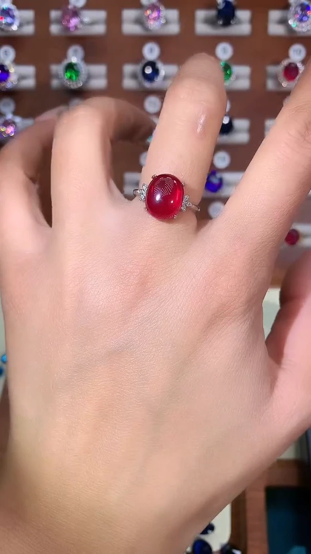 银S925镶嵌戒指红宝石1