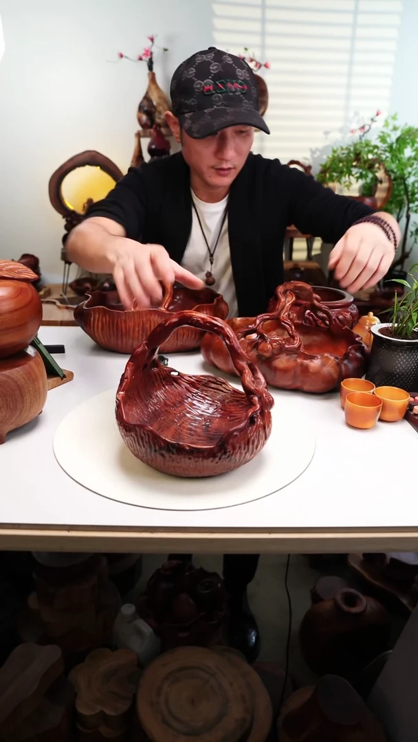 木香樟木摆件/A43中提篮