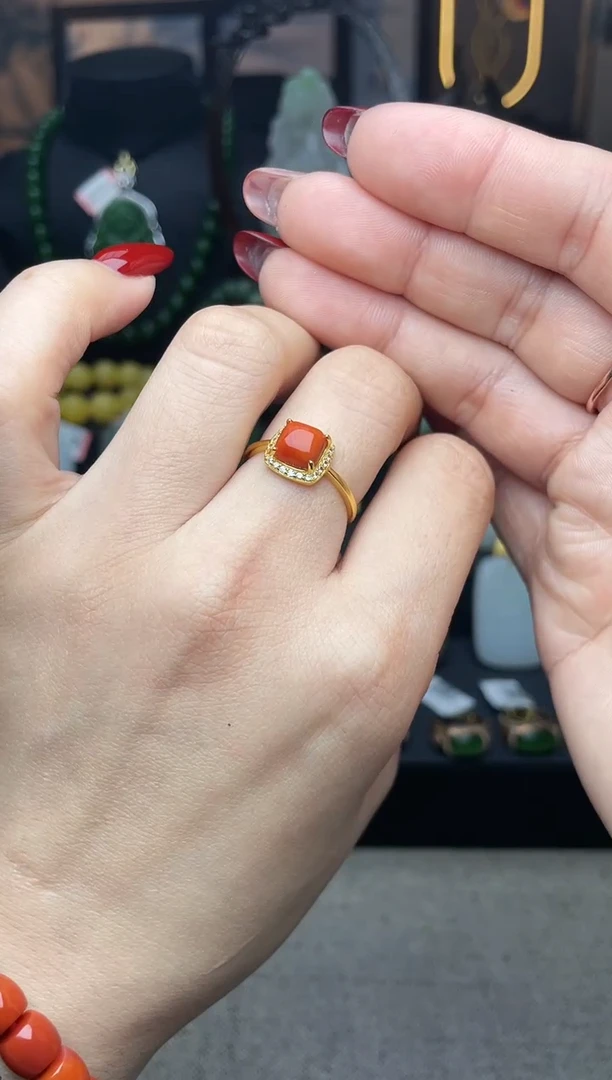 【闪购商品】南红玛瑙戒指银S925镶嵌戒指