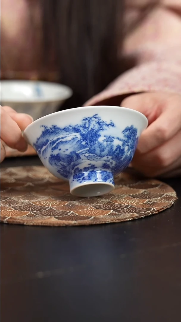 【闪购商品】杯九本造物青花溪山