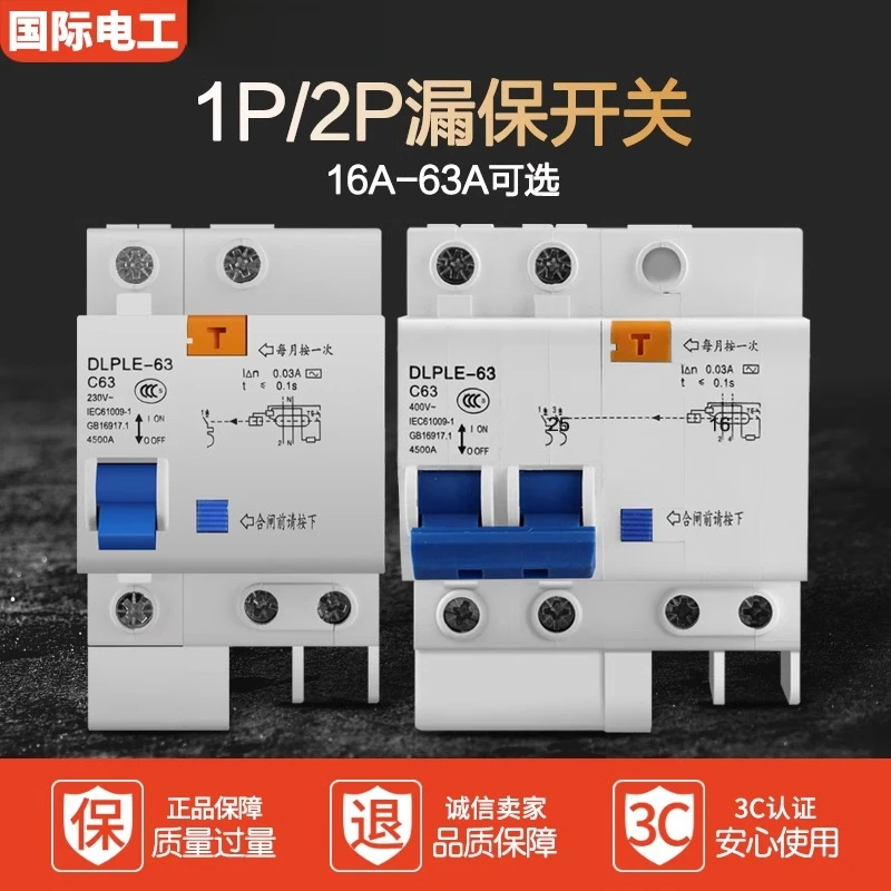 国际电工小型漏电保护器1P2P小型断路器家用电闸开关空开漏保开关