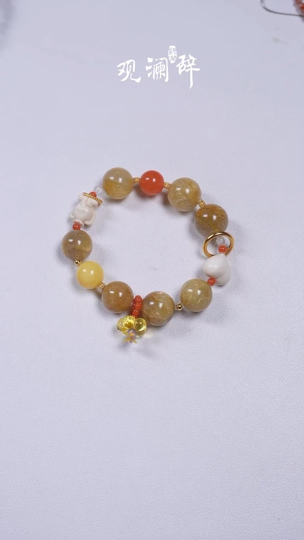 【闪购商品】水晶金发晶/猛犸牙/南红多宝银S925镶嵌手链 