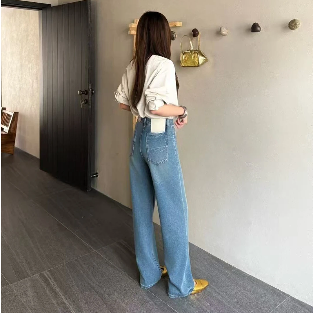 N+定制 67530 星辰大海黑标系列显瘦蓝色直筒时尚百搭设计感高腰