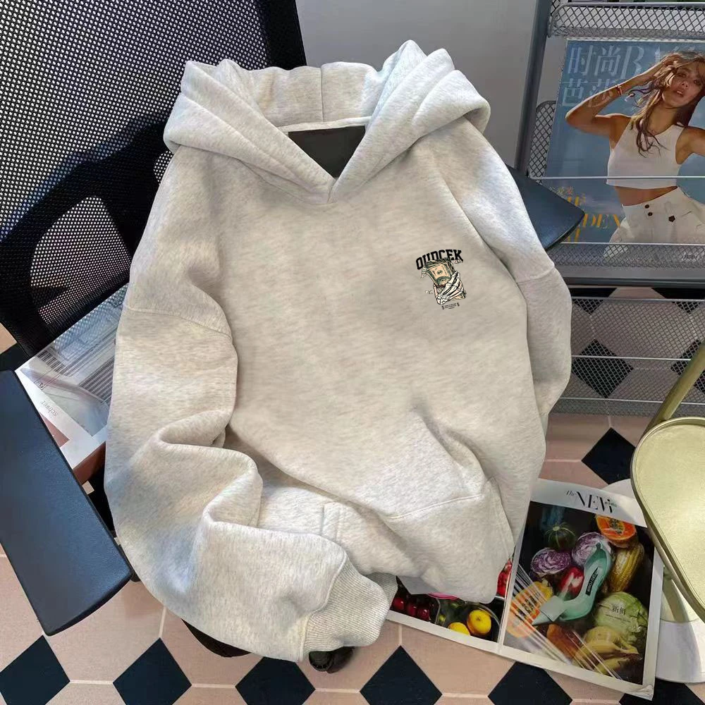 特大码300斤重磅连帽卫衣宽松百搭秋冬ins青少年个性国潮学生硬挺