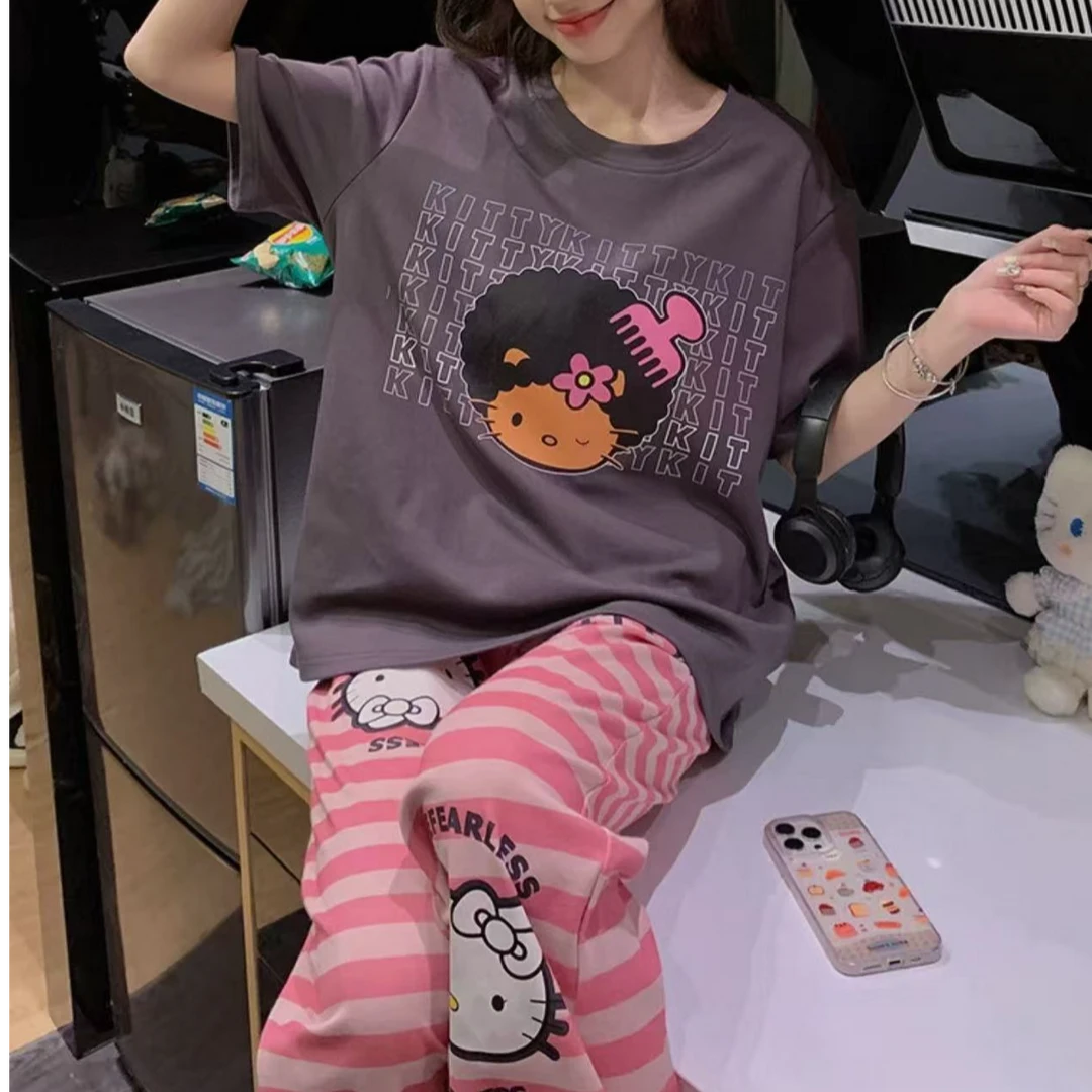 183-深黑灰色爆炸Kitty带胸垫AB搭三件套套装