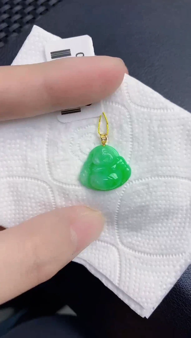 颈饰18K金镶嵌翡翠天然翡翠缅甸A货