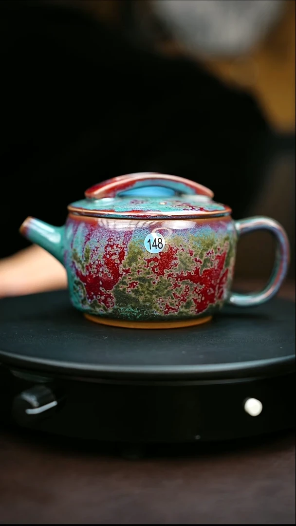 148#原矿钧瓷炉钧釉汉瓦壶