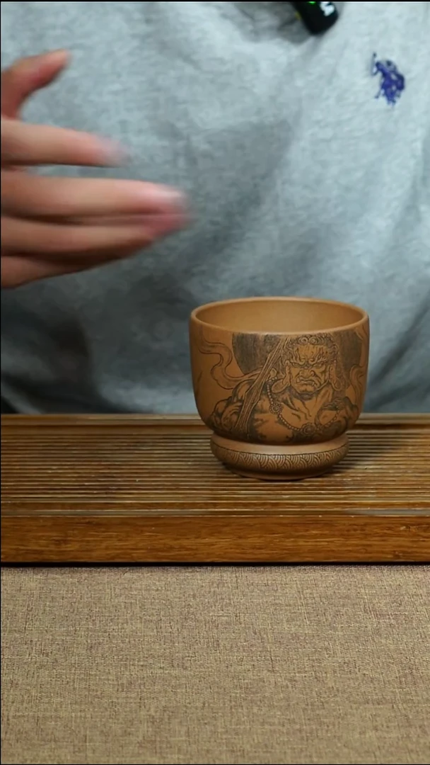 茶杯紫砂南柯记全手刻不动明王杯