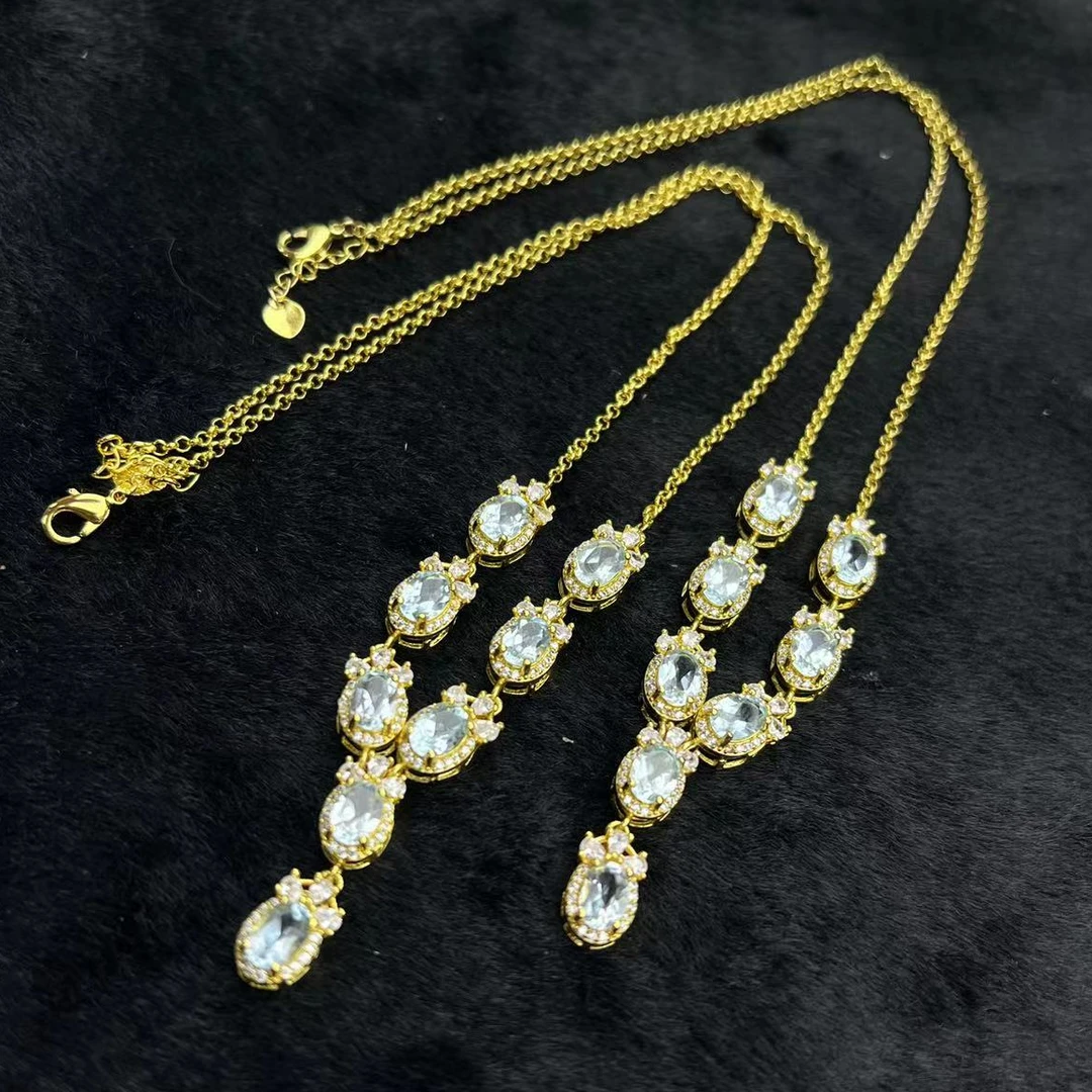 CT3199【东齐珠宝】璀璨星光蓝托帕石项链-多样性发货只发一件