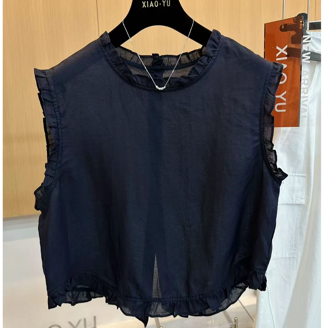 2025百搭洋气时尚显瘦遮肉气质木耳边设计感宽松休闲轻熟减龄上衣