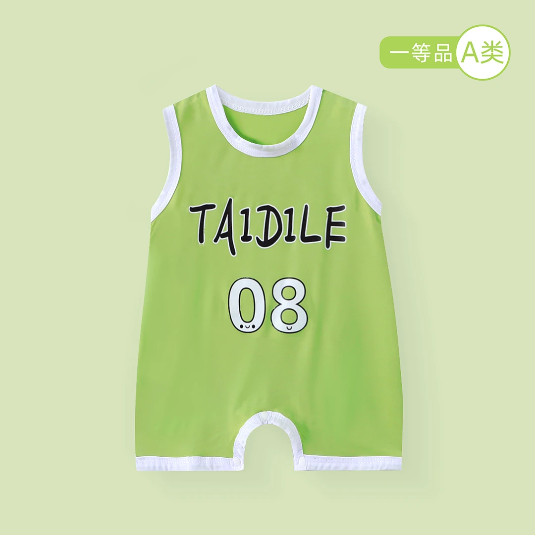 婴儿夏装背心无袖连体哈衣夏装幼童男女宝宝薄款篮球服运动包屁衣