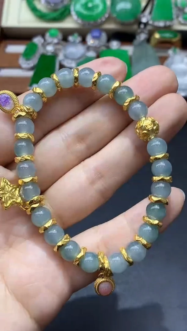 足金镶嵌手链翡翠600-中国好珍宝`