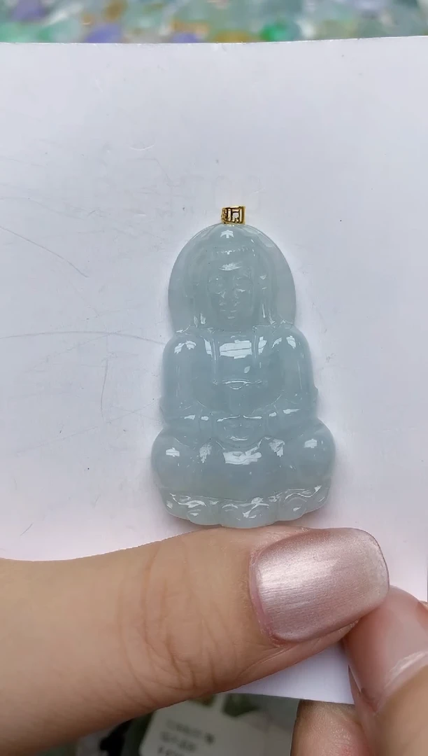 翡翠18K金镶嵌颈饰天然缅甸A货翡翠