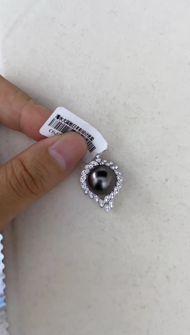 海水珍珠银S925镶嵌颈饰吊坠11-12