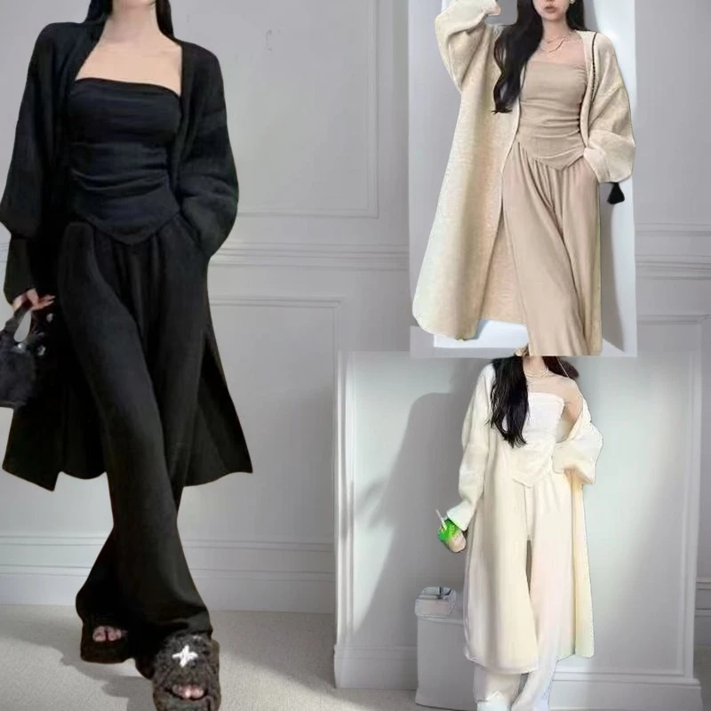 可可儿家时尚洋气软糯亲肤保暖设计款显瘦气质型裤子三件套6610