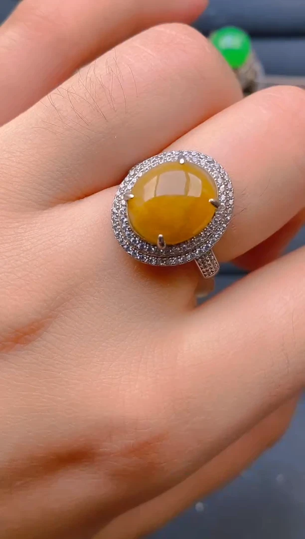 【闪购商品】翡翠戒指银S925镶嵌天然A货翡翠1