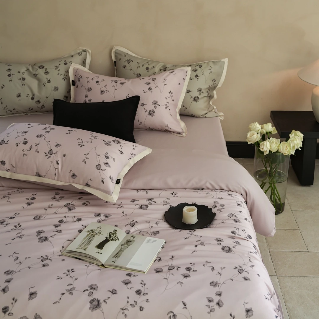 向往家-A类奥地利进口天丝四件套轻奢花卉款-幽幽暗香