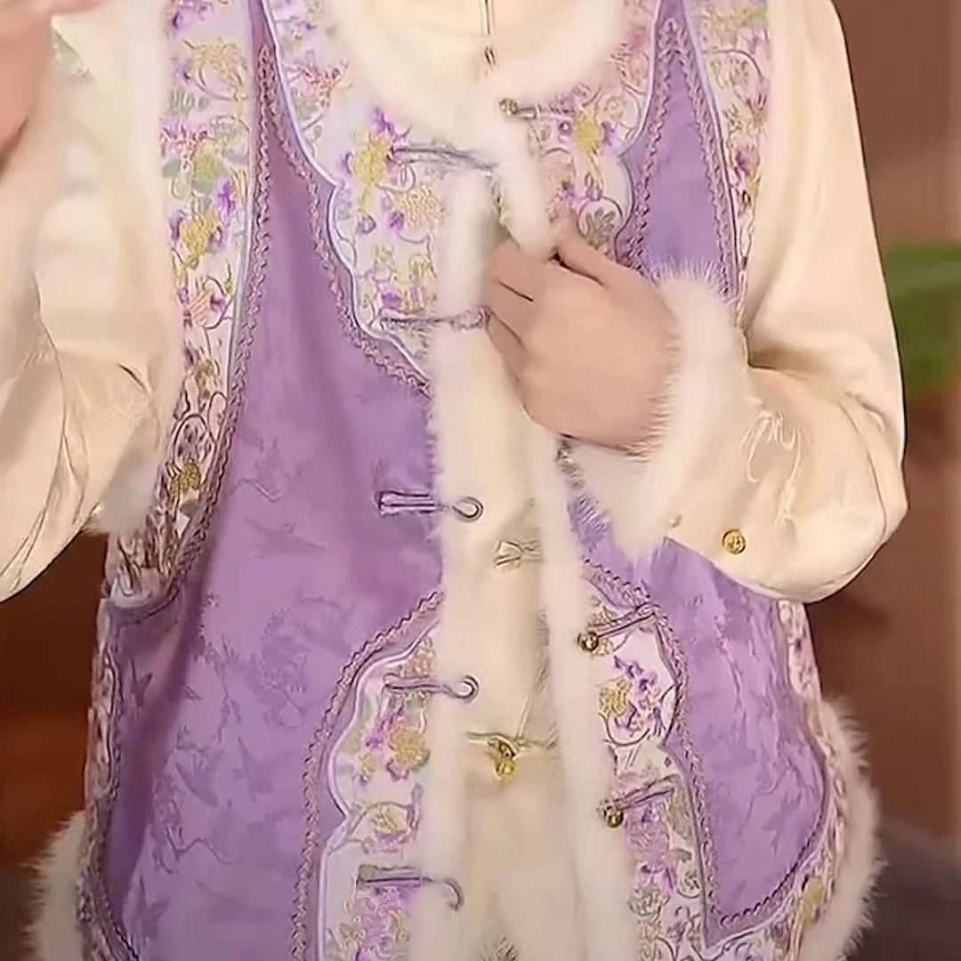 品优-  新中式双面双穿冬款夹棉加厚刺绣马甲2024D8490-沐沐