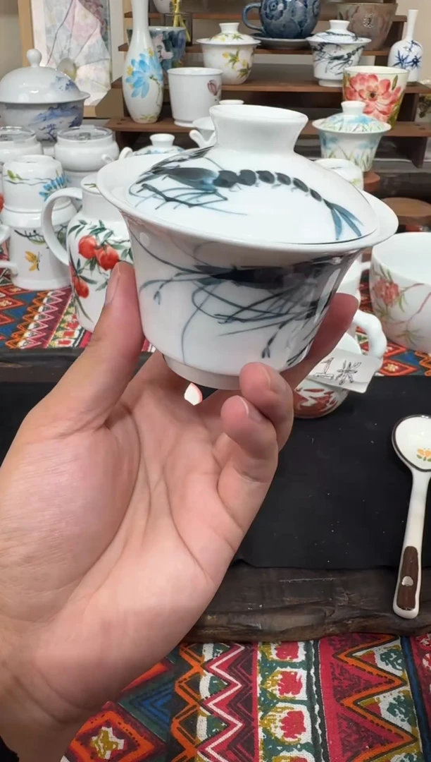 瓷片陶瓷高端国画手工釉下陶瓷浮力价