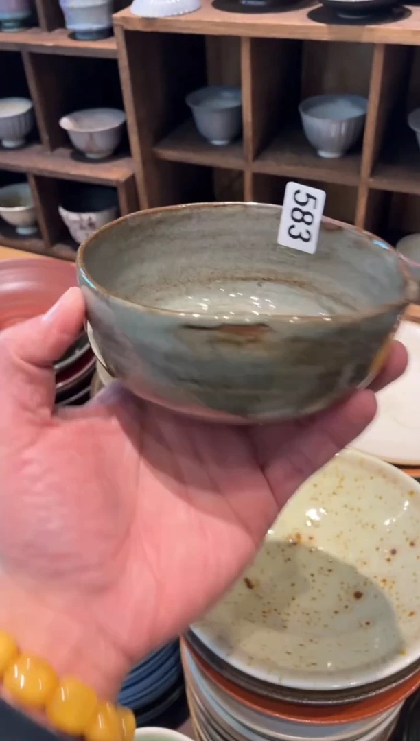 瓷片云*583  灰麻点葫芦碗1个