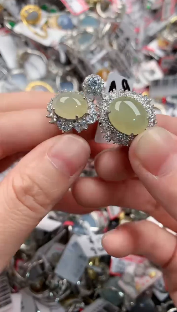 银S925镶嵌戒指翡翠555---3