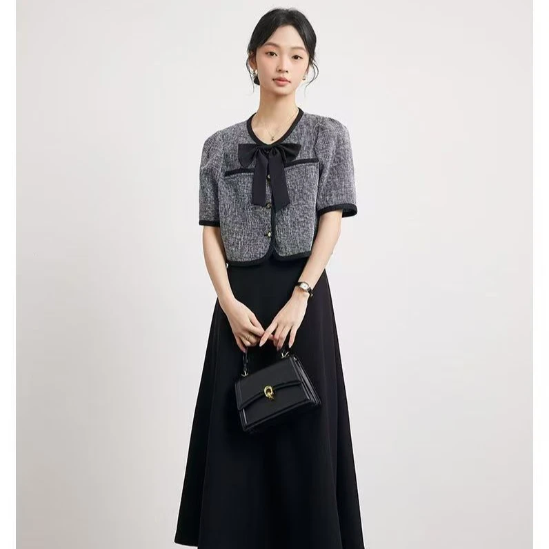 （芸品6）夏季套装女夏季时尚气质轻熟温柔小香风上衣半身裙两件套