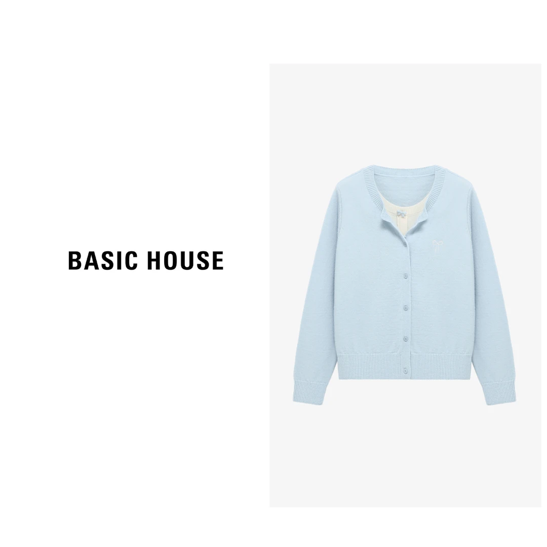 Basic House/百家好长袖百搭休闲提花多巴胺穿搭毛衣-B0625H5A102