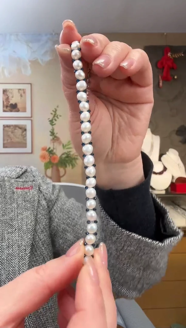 【闪购商品】淡水珍珠手绳未镶嵌蓝豆豆白珍珠手链