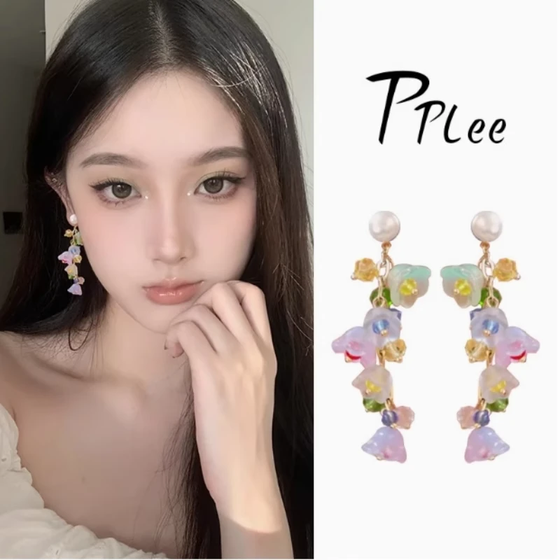 合金耳饰 铃兰呓语~超仙气质春夏多巴胺彩色铃兰花女海边度假耳环