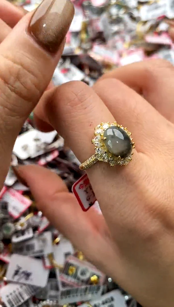 【闪购商品】翡翠戒指银S925镶嵌7777777     3