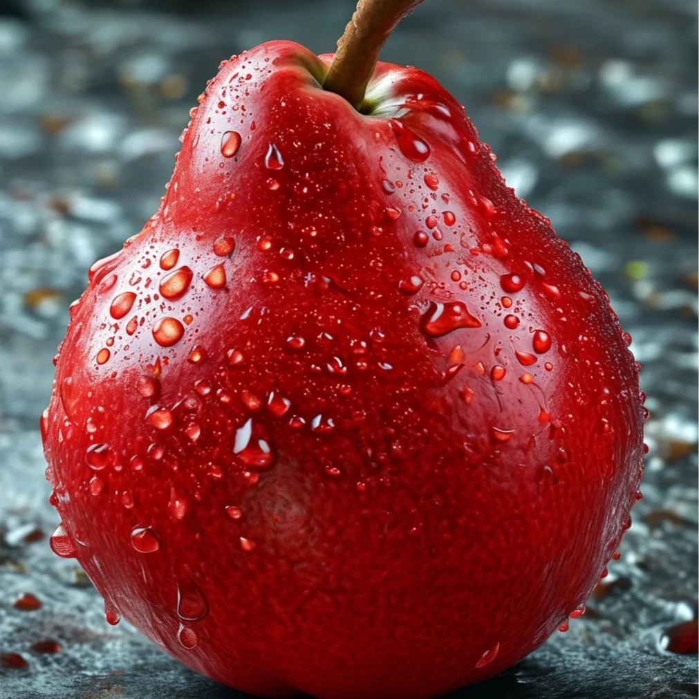 新鲜红啤梨红宝石梨放软吃甜糯多汁